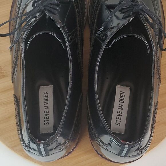 Steve Madden Men's Cingular Wingtip Oxfords Black Patent Leather Shoe Size 13 - Picture 7 of 10